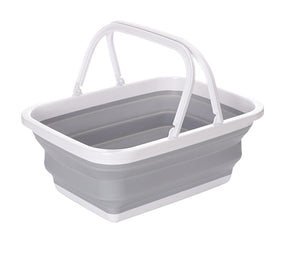 Darrahopens Home & Garden > Laundry & Cleaning 9L Collapsible Laundry Basket Washing Clothes w/Handles Bin Foldable - Grey/White