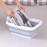 Darrahopens Home & Garden > Laundry & Cleaning 9L Collapsible Laundry Basket Washing Clothes w/Handles Bin Foldable - Grey/White