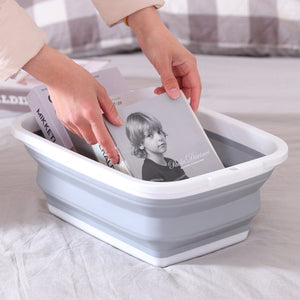 Darrahopens Home & Garden > Laundry & Cleaning 9L Collapsible Laundry Basket Washing Clothes w/Handles Bin Foldable - Grey/White