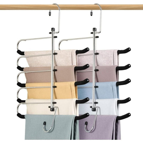 Darrahopens Home & Garden > Laundry & Cleaning > Drying Racks & Hangers 2 Pack Space Saving Hangers - Non-Slip Trouser Hanger With Foam Padded Swing Hanger Multi-Layer Hanger Organizer And