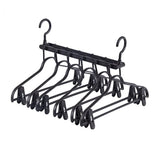 Darrahopens Home & Garden > Laundry & Cleaning > Drying Racks & Hangers 2-SET Space-Saving 6-in-1 Foldable Hanger Set Multi-Functional Closet Organizer Clothes Drying Rack with Pant Clips (Black & Black Clip Upgrade Edition) Ideal for Homes and Dorm Rooms