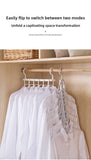 Darrahopens Home & Garden > Laundry & Cleaning > Drying Racks & Hangers 2-SET Space-Saving 6-in-1 Foldable Hanger Set Multi-Functional Closet Organizer Clothes Drying Rack with Pant Clips (Gray & Gray Clip Upgrade Edition) Ideal for Homes and Dorm Rooms