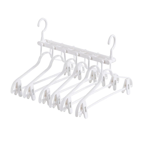 Darrahopens Home & Garden > Laundry & Cleaning > Drying Racks & Hangers 2-SET Space-Saving 6-in-1 Foldable Hanger Set Multi-Functional Closet Organizer Clothes Drying Rack with Pant Clips (White & White Clip Upgrade Edition) Ideal for Homes and Dorm Rooms