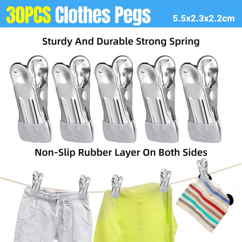 Darrahopens Home & Garden > Laundry & Cleaning > Drying Racks & Hangers 30pcs Multi Functional Stainless Steel Clothes Drying Clips Windproof Clips