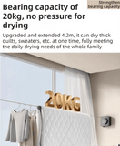 Darrahopens Home & Garden > Laundry & Cleaning > Drying Racks & Hangers Black 4.2M Heavy Duty Invisible Retractable Clothesline - Rustproof & Drill-Free Laundry Hanger with 20kg Load Capacity