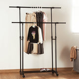Darrahopens Home & Garden > Laundry & Cleaning > Drying Racks & Hangers Double-rod Adjustable Clothes Rack with Pulley-Back