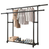 Darrahopens Home & Garden > Laundry & Cleaning > Drying Racks & Hangers Double-rod Adjustable Clothes Rack with Pulley-Back