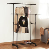 Darrahopens Home & Garden > Laundry & Cleaning > Drying Racks & Hangers Double-rod Adjustable Clothes Rack with Pulley-Back