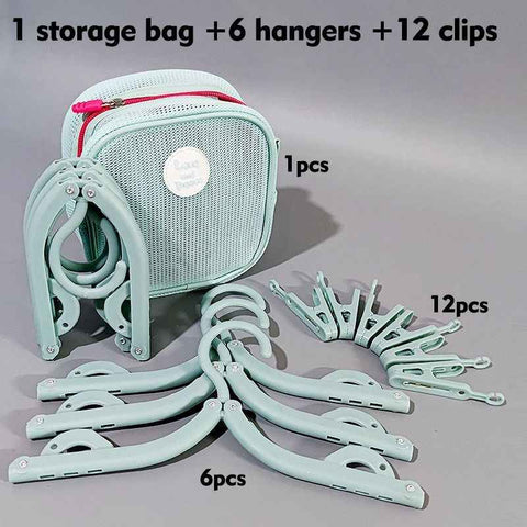 Darrahopens Home & Garden > Laundry & Cleaning > Drying Racks & Hangers Portable Foldable Travel Clothes Hanger Set, Includes Clips, Clothes Rack With Storage Bag For Business Trips and Home Use—Blue In Australia - Darrahopens
