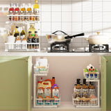 Darrahopens Home & Garden > Laundry & Cleaning > Drying Racks & Hangers Set 2 pcs - 2-Tier Kitchen Under Sink Organiser Storage with Height Adjustable, Unique Slide Rail & Suction Cups for Storage