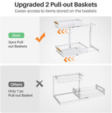 Darrahopens Home & Garden > Laundry & Cleaning > Drying Racks & Hangers Set 2 pcs - 2-Tier Kitchen Under Sink Organiser Storage with Height Adjustable, Unique Slide Rail & Suction Cups for Storage