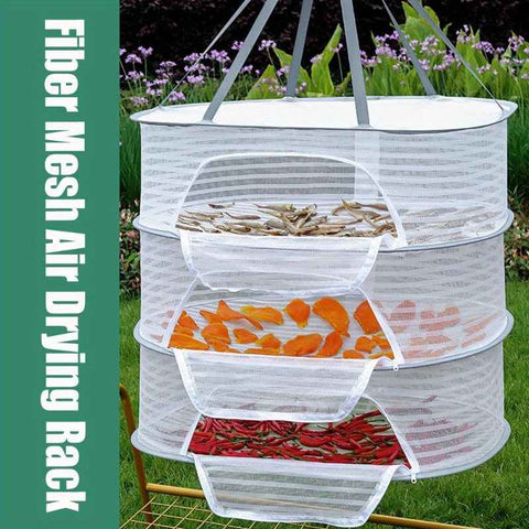 Darrahopens Home & Garden > Laundry & Cleaning > Drying Racks & Hangers White Black Fiber Mesh Air Drying Rack - Multi-layer Collapsible for Clothes & Food