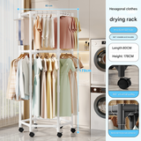 Darrahopens Home & Garden > Laundry & Cleaning > Drying Racks & Hangers White double layer 360° Rotating Portable Garment Rack - Heavy Duty Rolling Clothes Stand with Wheels for Bedroom & Laundry