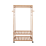 Darrahopens Home & Garden > Laundry & Cleaning > Drying Racks & Hangers XXL Wooden Clothes Rail Coat Rack with Wheels – Open Wardrobe Organizer