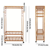 Darrahopens Home & Garden > Laundry & Cleaning > Drying Racks & Hangers XXL Wooden Clothes Rail Coat Rack with Wheels – Open Wardrobe Organizer