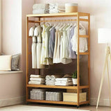 Darrahopens Home & Garden > Laundry & Cleaning > Drying Racks & Hangers XXL Wooden Clothes Rail Coat Rack with Wheels – Open Wardrobe Organizer