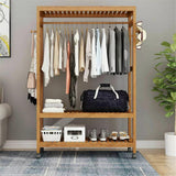 Darrahopens Home & Garden > Laundry & Cleaning > Drying Racks & Hangers XXL Wooden Clothes Rail Coat Rack with Wheels – Open Wardrobe Organizer
