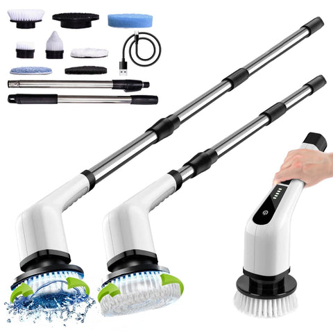 Darrahopens Home & Garden > Laundry & Cleaning GOMINIMO Cordless Electric Spin Scrubber with 7 Replaceable Brush Heads (White)