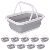 Darrahopens Home & Garden > Laundry & Cleaning > Laundry Baskets 10x 9L Collapsible Laundry Folding Clothes Basket w Handles Bin Bulk- Grey/White