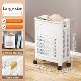 Darrahopens Home & Garden > Laundry & Cleaning > Laundry Baskets A wheeled foldable plastic laundry basket, suitable for dirty clothes and easy to move. It features a breathable design for convenience and practicality.