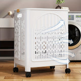 Darrahopens Home & Garden > Laundry & Cleaning > Laundry Baskets A wheeled foldable plastic laundry basket, suitable for dirty clothes and easy to move. It features a breathable design for convenience and practicality.