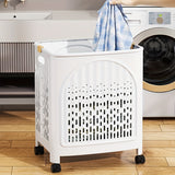 Darrahopens Home & Garden > Laundry & Cleaning > Laundry Baskets A wheeled foldable plastic laundry basket, suitable for dirty clothes and easy to move. It features a breathable design for convenience and practicality.