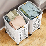 Darrahopens Home & Garden > Laundry & Cleaning > Laundry Baskets A wheeled foldable plastic laundry basket, suitable for dirty clothes and easy to move. It features a breathable design for convenience and practicality.