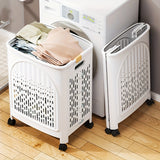 Darrahopens Home & Garden > Laundry & Cleaning > Laundry Baskets A wheeled foldable plastic laundry basket, suitable for dirty clothes and easy to move. It features a breathable design for convenience and practicality.