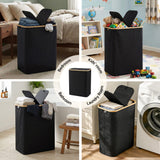 Darrahopens Home & Garden > Laundry & Cleaning > Laundry Baskets Artiss 2 Sections Laundry Basket with Removable Bags Foldable Black