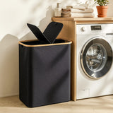 Darrahopens Home & Garden > Laundry & Cleaning > Laundry Baskets Artiss 2 Sections Laundry Basket with Removable Bags Foldable Black