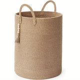 Darrahopens Home & Garden > Laundry & Cleaning > Laundry Baskets Brown Gray round rope laundry basket, tassel laundry basket, high quality laundry basket, bohemian laundry basket, stylish laundry basket, boho rope basket, large laundry hamper, Australian home decor