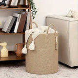 Darrahopens Home & Garden > Laundry & Cleaning > Laundry Baskets Brown Gray round rope laundry basket, tassel laundry basket, high quality laundry basket, bohemian laundry basket, stylish laundry basket, boho rope basket, large laundry hamper, Australian home decor