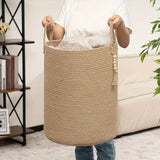Darrahopens Home & Garden > Laundry & Cleaning > Laundry Baskets Brown Gray round rope laundry basket, tassel laundry basket, high quality laundry basket, bohemian laundry basket, stylish laundry basket, boho rope basket, large laundry hamper, Australian home decor