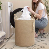 Darrahopens Home & Garden > Laundry & Cleaning > Laundry Baskets Brown Gray round rope laundry basket, tassel laundry basket, high quality laundry basket, bohemian laundry basket, stylish laundry basket, boho rope basket, large laundry hamper, Australian home decor