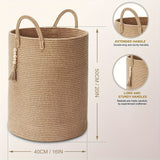 Darrahopens Home & Garden > Laundry & Cleaning > Laundry Baskets Brown Gray round rope laundry basket, tassel laundry basket, high quality laundry basket, bohemian laundry basket, stylish laundry basket, boho rope basket, large laundry hamper, Australian home decor