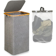 Darrahopens Home & Garden > Laundry & Cleaning > Laundry Baskets Large Laundry Basket With Lid, 100L Dirty Basket With Bamboo Handles For Clothes, Laundry Basket Xxl Foldable With