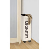 Darrahopens Home & Garden > Laundry & Cleaning > Laundry Baskets Narrow Laundry Basket on Wheels with Corono Beige Polyester Fabric 43L 18.5x60x40cm