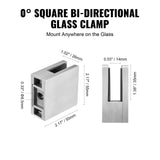 Darrahopens Home & Garden > Laundry & Cleaning > Laundry Baskets VEVOR Glass Clamp, 4 PCS Square Glass Railing Bracket for 0.31 "-0.47 " Tempered Glass, 304 Stainless Steel Glass Mounting Clamp, Glass Shelf Bracket for Balcony, Garden, Pool, Stair, Silver