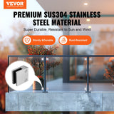 Darrahopens Home & Garden > Laundry & Cleaning > Laundry Baskets VEVOR Glass Clamp, 4 PCS Square Glass Railing Bracket for 0.31 "-0.47 " Tempered Glass, 304 Stainless Steel Glass Mounting Clamp, Glass Shelf Bracket for Balcony, Garden, Pool, Stair, Silver