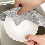 Darrahopens Home & Garden > Laundry & Cleaning > Laundry Cleaning Supplies 10PCS Double Layer Dishcloth Non-stick Oil Kitchen Cleaning Cloth Metal Fiber