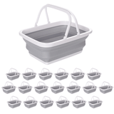 Darrahopens Home & Garden > Laundry & Cleaning > Laundry Cleaning Supplies 20x 9L Collapsible Laundry Folding Clothes Basket w Handles Bin Bulk -Grey/White In Australia - Darrahopens