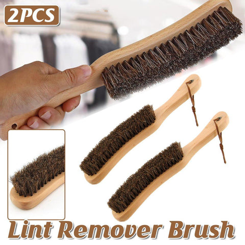 Darrahopens Home & Garden > Laundry & Cleaning > Laundry Cleaning Supplies 2PCS Wooden Handle Horsehair Clothes Brush Dust Remover Household Cleaning Brush