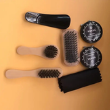 Darrahopens Home & Garden > Laundry & Cleaning > Laundry Cleaning Supplies 7-in-1 Travel Case Black and Neutral Shoe Brush Cleaning Kit