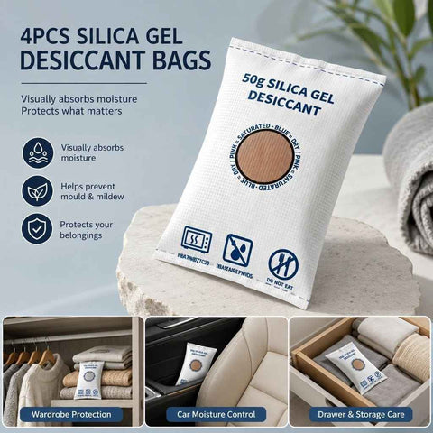 Darrahopens Home & Garden > Laundry & Cleaning > Laundry Cleaning Supplies Cobalt Free White Flat Top Silica Gel Packs, Odourless Moisture Removing Sachets, 50g Four Pack In Australia - Darrahopens