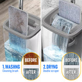 Darrahopens Home & Garden > Laundry & Cleaning > Laundry Cleaning Supplies Flat D Set Mop and Bucket Wringer Set with Stainless-Steel Handle 10 Washable and Reusable Microfiber Pads for Hardwood Laminate Floors Tile