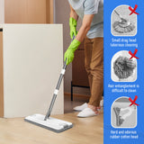 Darrahopens Home & Garden > Laundry & Cleaning > Laundry Cleaning Supplies Flat D Set Mop and Bucket Wringer Set with Stainless-Steel Handle 10 Washable and Reusable Microfiber Pads for Hardwood Laminate Floors Tile