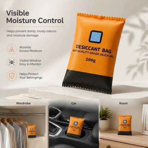 Darrahopens Home & Garden > Laundry & Cleaning > Laundry Cleaning Supplies Four Pack Orange Silica Gel Moisture Remover, Standard Humidity Indicator Desiccant 100g In Australia - Darrahopens