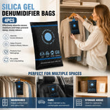 Darrahopens Home & Garden > Laundry & Cleaning > Laundry Cleaning Supplies Quad Set Regular Blue Black Flat Top Silica Gel Sachets, Humidity Tracking Moisture Absorber 100g In Australia - Darrahopens