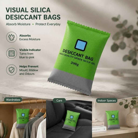 Darrahopens Home & Garden > Laundry & Cleaning > Laundry Cleaning Supplies Regular Green Colour Shift Silica Gel Sachets, Visible Humidity Drying Beads, 200g 4 Pack In Australia - Darrahopens