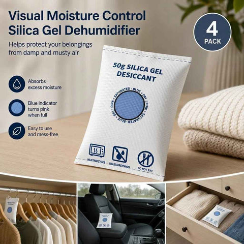 Darrahopens Home & Garden > Laundry & Cleaning > Laundry Cleaning Supplies Regular White Flat Mouth Silica Gel Desiccant Bags, Visible Humidity Control, 50g Quad Pack In Australia - Darrahopens
